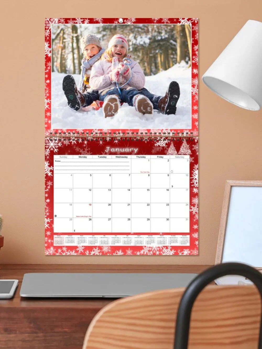 Personalized Custom 2027 Wall Calendar Spiral-bound - 12 Months. 11 x 8in. #08